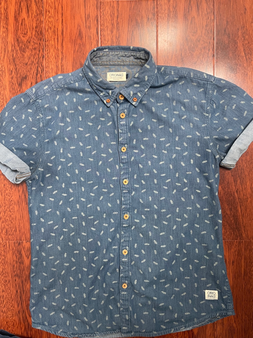 Jack and jones Blue denim Short-Sleeve Button-Down Shirt